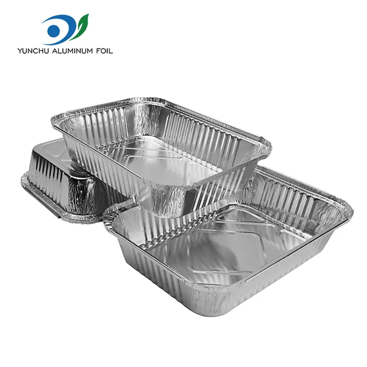 Rechthoekige take-out barbecue zilveren aluminiumfoliecontainers