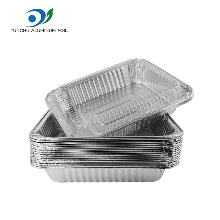 Rechthoekige afhaalmaaltijden kalkoenplaat zilveren aluminiumfoliecontainers