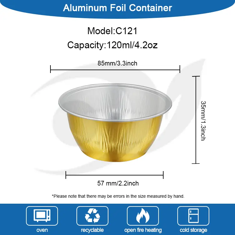 Ronde cake kleur gladde aluminium foliecontainers