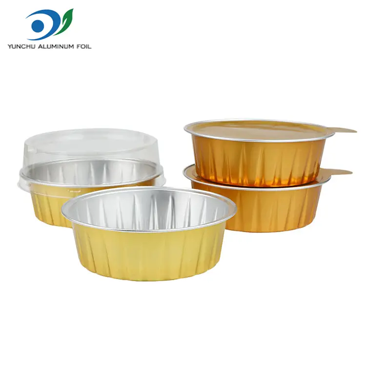 Round Golden Baking Smoothwall aluminiumfoliecontainers