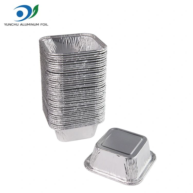 Vierkante luchtfriteuse zilveren aluminiumfoliecontainers