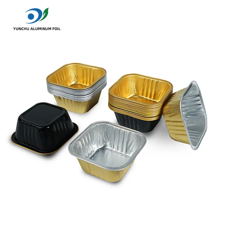 Vierkante bakkoekjes gladde aluminiumfoliecontainers